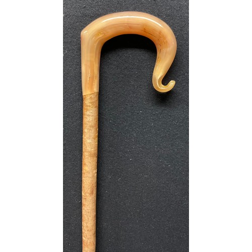 28 - A ram's horn and hazel market stick, 130cm long