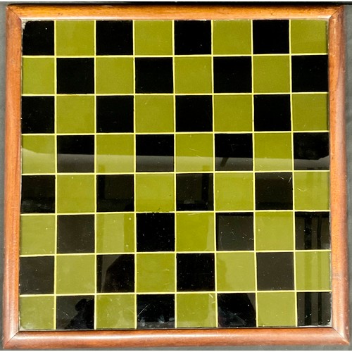 273 - A 19th century verre eglomise chess board, mahogany frame, 39cm wide, c.1880