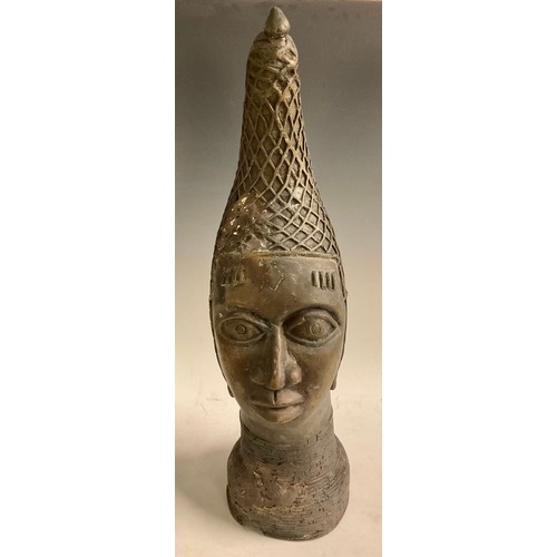 708 - Decorative Tribal Art and the Eclectic Interior - a Benin bronze bust, 60cm high, Nigeria, 20th cent... 