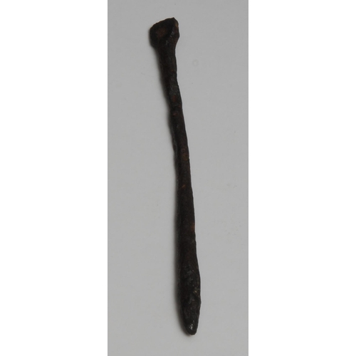 837 - Antiquities - a Roman iron writing stylus, from the Thames at the City of London near Walbrook, c.19... 