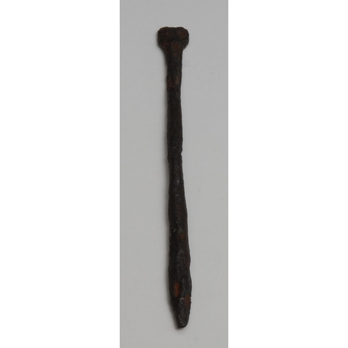 837 - Antiquities - a Roman iron writing stylus, from the Thames at the City of London near Walbrook, c.19... 