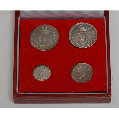 860 - Coins - Maundy Money - a composed George III set, 1772, comprising four pence, three pence, two penc... 