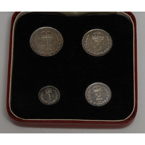 863 - Coins - Maundy Money - a Victorian Jubilee head set, 1891, boxed