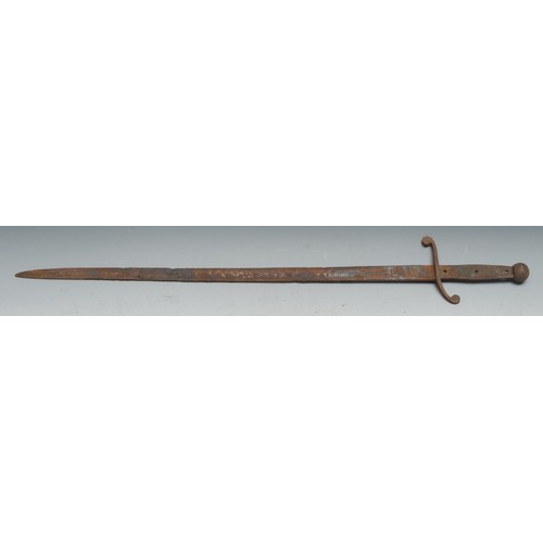 742 - A steel sword, globular pommel, 62.5cm long overall