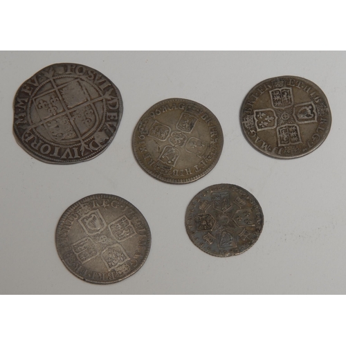 869 - Coins - Tudor and Stuart English silver, Elizabeth I shilling, 5th coinage mm woolpack 1594-1596; Qu... 