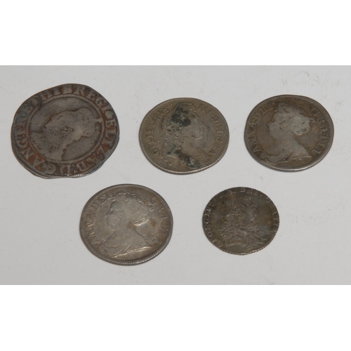 869 - Coins - Tudor and Stuart English silver, Elizabeth I shilling, 5th coinage mm woolpack 1594-1596; Qu... 