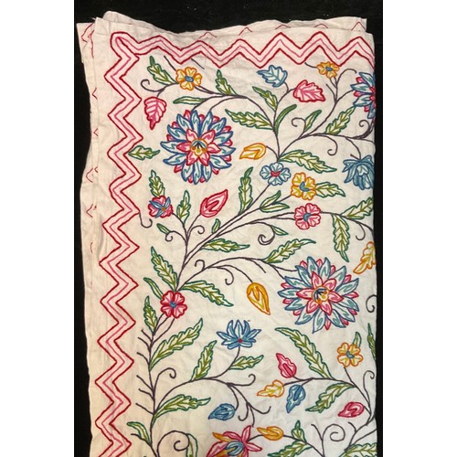 298 - Textiles - a crewelwork bed cover