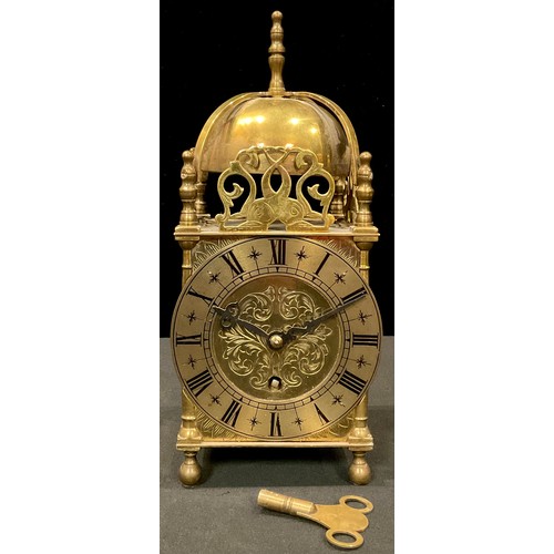 155 - A 17th century style brass lantern clock