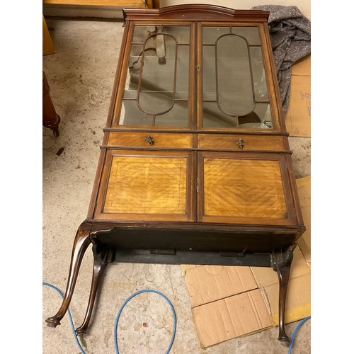 305 - An early 20th century mahogany display cabinet, cabriole legs, 179cm high, 37cm wide, c.1920