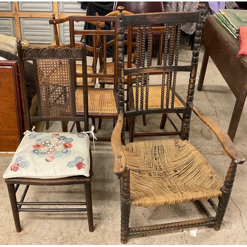 320 - A pair of early 20th century mahogany bedroom chairs, c.1910;  others bentwood;  etc (6)