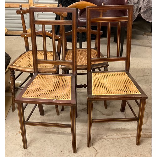 320 - A pair of early 20th century mahogany bedroom chairs, c.1910;  others bentwood;  etc (6)