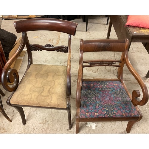 322 - A Regency mahogany elbow chair, c.1815;  another (2)