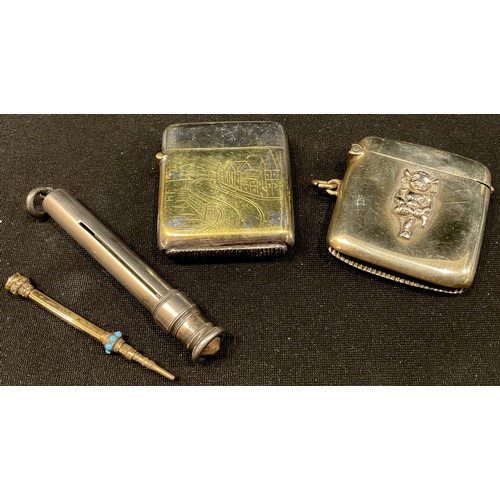 353 - A Samson Morden & Co pencil; a 19th century lady's chatelaine pencil, turquoise set; an early 20th c... 