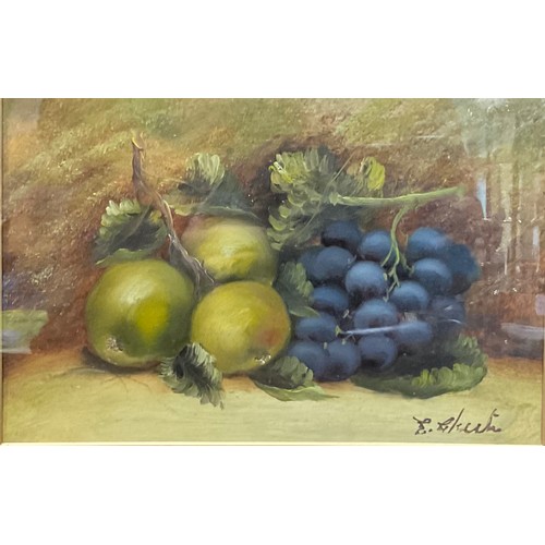 355 - Evelyn Chester A Pair, Still Life, Apples and Plums,  signed, oil on board, 17cm x 27cm