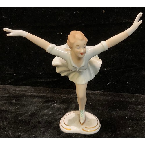 372 - A Goebel ice skater figure, 17cm high, printed mark in green, c.1930