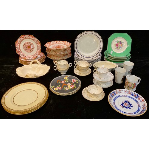 379 - A 19th century Mintons Denmark pattern part dessert service; another, Wedgwood & Co; Mintons Tiffany... 