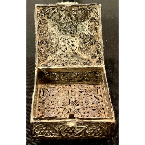 439 - A 19th century Russian silver filigree miniature casket