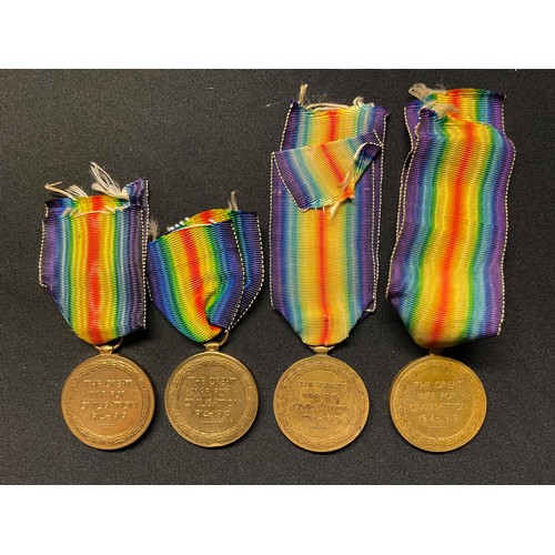 3008 - WW1 British Victory Medals, four in total each complete with ribbon: 29808 Pte B Braithwaite, North ... 