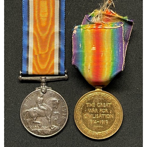 3010 - WWI British War Medal and Victory Medal to C-1689 PTE F. Smith, K.R. RIF. C. Complete with original ... 