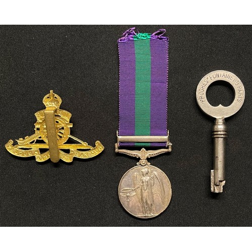 3024 - WW2 British GR VI General Service Medal with Palestine 1945-48 Clasp to Bdr. B German, RA. Complete ... 