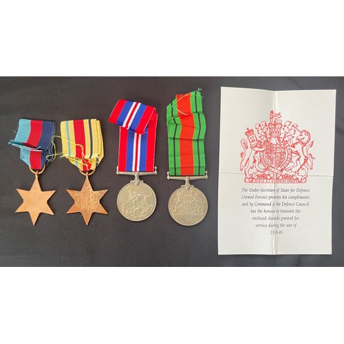 3025 - WW2 British Medal Group to K Teanby comprising of 1939-45 Star, Africa Star, War Medal and Defence M... 