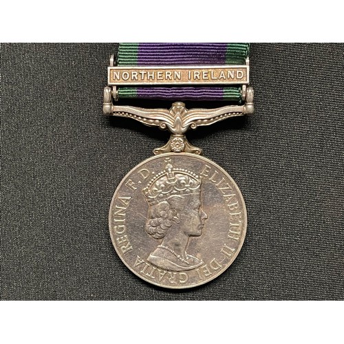 3028 - British ERII General Service Medal with Northern Ireland Clasp to 23870964 Cpl D Wooton, 13/18 Hussa... 