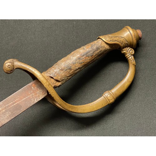 3074 - Sword, 72cm single edged blade, brass guard and pommel, 88cm long overall. No makers markings. No co... 