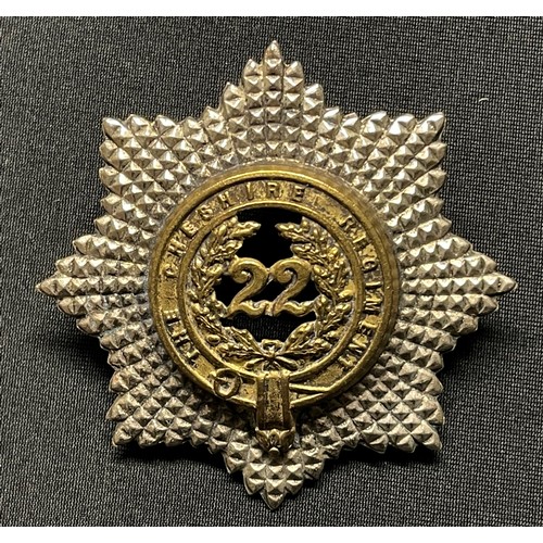 3080 - Three Victorian British Cap badges: Shropshire Regiment 53rd of Foot: Cheshire Regiment 22nd of Foot... 