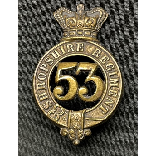 3080 - Three Victorian British Cap badges: Shropshire Regiment 53rd of Foot: Cheshire Regiment 22nd of Foot... 