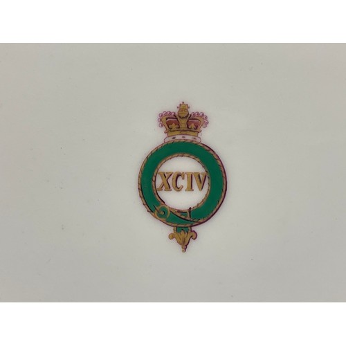 3081 - A porcelain XCIV Regimental dinner plate. the 94th fought with distinction in the Crimea and during ... 