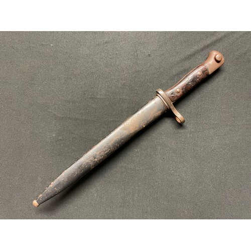 3083 - Model 1895 Chilean Mauser Bayonet with fullered single edged blade 250mm in length. Maker marked 