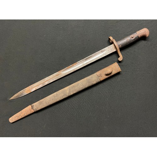 3084 - 1887 pattern Martini Henry Bayonet with fullered blade 464mm in ength, dated '86 along with various ... 