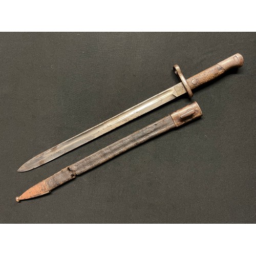 3087 - Spanish M1893 Long Artillery Bayonet with fullered single edged blade 395mm in length, maker marked ... 