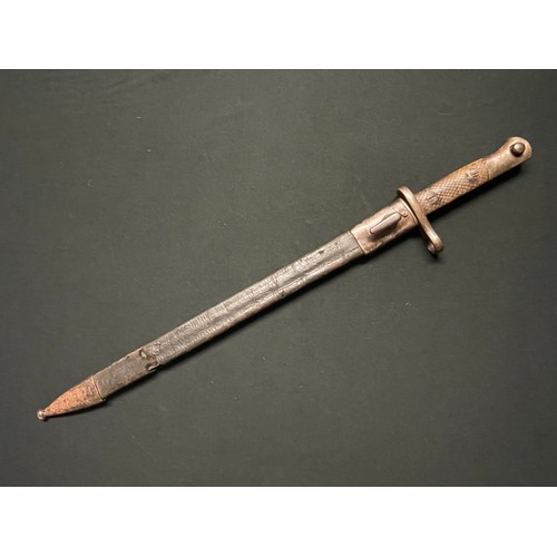 3087 - Spanish M1893 Long Artillery Bayonet with fullered single edged blade 395mm in length, maker marked ... 