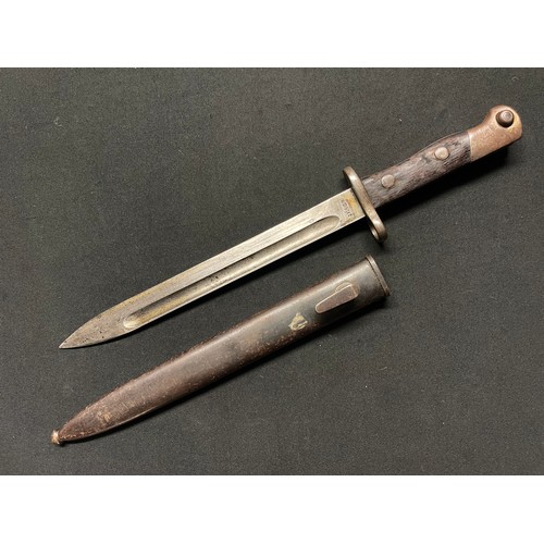 3088 - Siamese Mauser bayonet with single edged fullered blade. Made in Germany by 