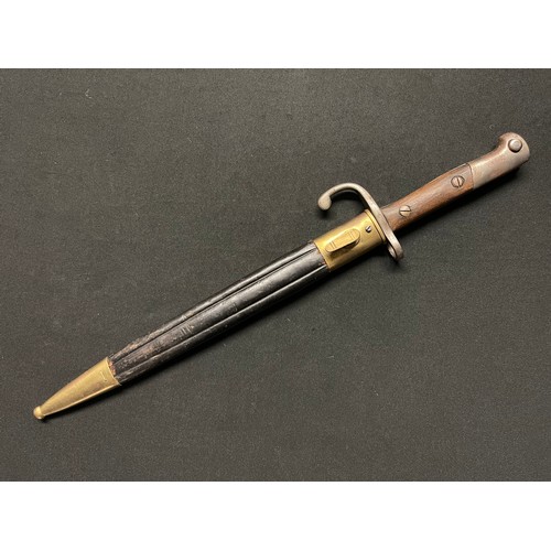 3089 - Brazilian Mauser bayonet with single edged fullered blade 293mm in length, maker marked 