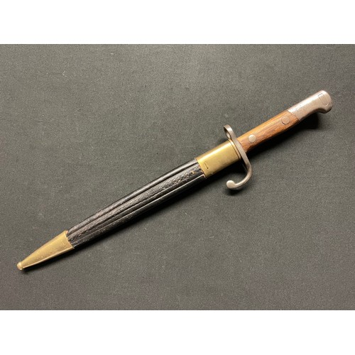 3089 - Brazilian Mauser bayonet with single edged fullered blade 293mm in length, maker marked 