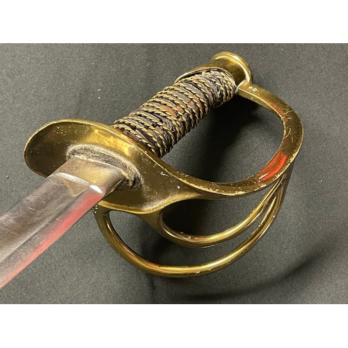 3097 - French 1822 Pattern Light Cavalry Sword with curved single edged fullered blade 890mm in length. Lea... 