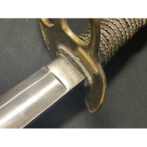 3097 - French 1822 Pattern Light Cavalry Sword with curved single edged fullered blade 890mm in length. Lea... 