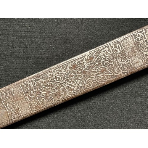 3099 - Indo Persian Dagger with double edged blade 575mm in length with etched decoration to both sides. Ca... 