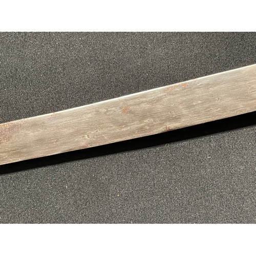 3100 - Persian Shamshir Sword with curved 760mm long plain blade. No makers marks. Cast metal hilt with Ram... 