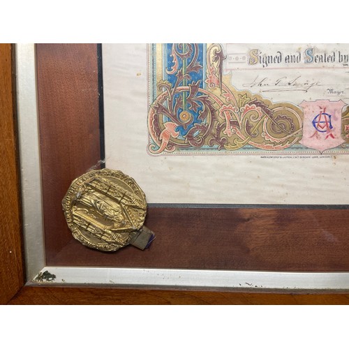 3102 - Boer War interest:  Large framed scroll from the Borough of Kings Lyn to Charles Ernest Ayre giving ... 