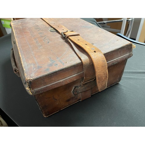 3104 - Leather Covered Wooden Cartridge Box with provision for six packs of cartridges. Impressed officers ... 