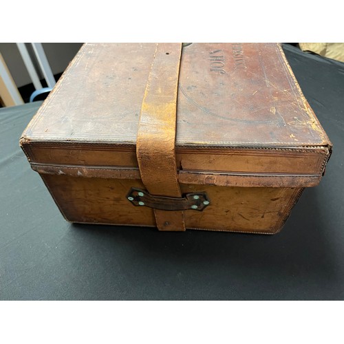 3104 - Leather Covered Wooden Cartridge Box with provision for six packs of cartridges. Impressed officers ... 