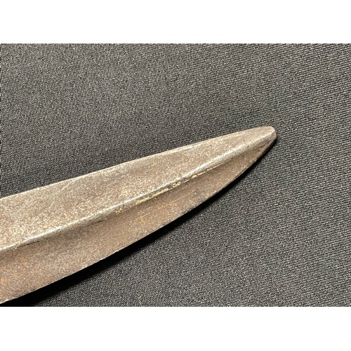 3108 - A Middle Eastern kindjal dagger, 24cm curved blade with central ridge, horn handle, 39cm long overal... 