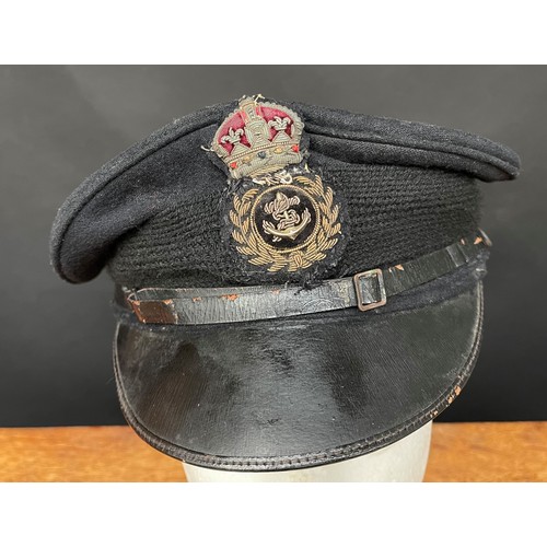 3117 - WW1 British Royal Navy Petty Officers Peaked Cap. Kings Crown Bullion wire cap badge. Maker marked t... 