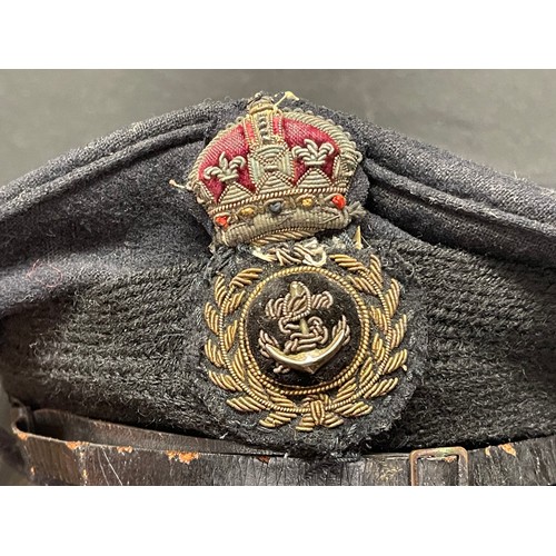 3117 - WW1 British Royal Navy Petty Officers Peaked Cap. Kings Crown Bullion wire cap badge. Maker marked t... 