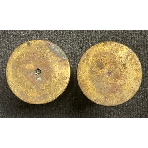 3129 - WW1 FN Trench Art Arillery Shell Cases heavily embosed with a floral design. Both examples are dated... 