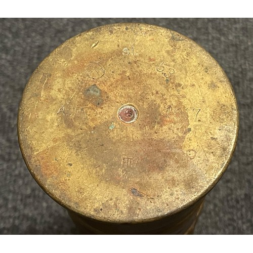 3129 - WW1 FN Trench Art Arillery Shell Cases heavily embosed with a floral design. Both examples are dated... 