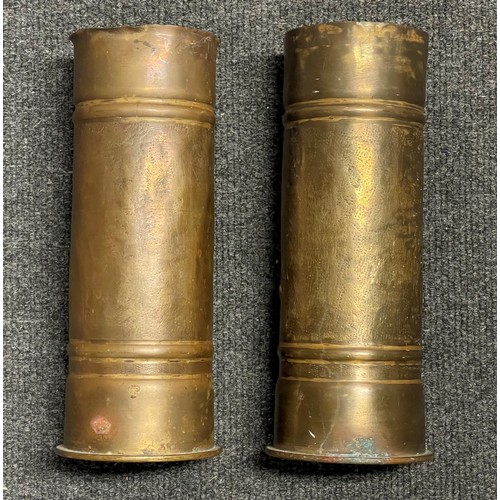 3129 - WW1 FN Trench Art Arillery Shell Cases heavily embosed with a floral design. Both examples are dated... 